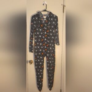 Shosho women's Sz S Halloween skull third eye Onesie with Hood